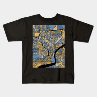 Toledo Map Pattern in Blue & Gold Kids T-Shirt